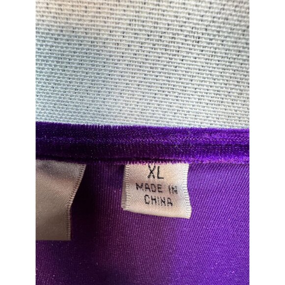 Quacker Factory Velvet Blouse Womens XL Purple 3/4 Sleeve Rhinestone Square Neck - Picture 3 of 12